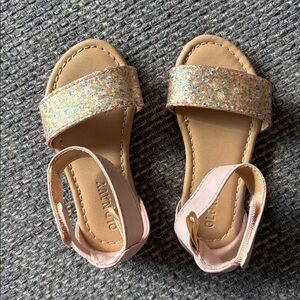 Old Navy Girl’s Pink & Gold Glitter Strap Velcro Sandals ~ Sz 5